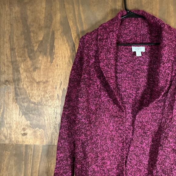 Ann Taylor LOFT Womens Sweater Pink Cardigan Open Belted Front Wool Blend M - Picture 4 of 12